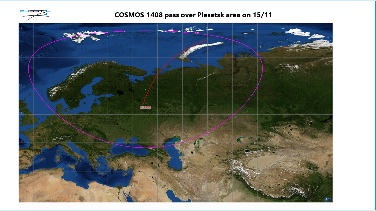 COSMOS 1408 passes over Plesetsk area
