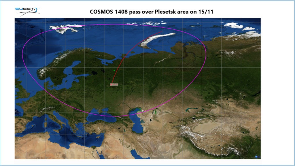 COSMOS 1408 passes over Plesetsk area